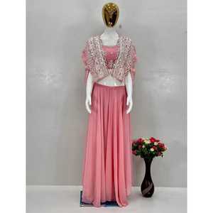 <b>LUNCHING</b> NEW TRADITIONAL PARTY WEAR KOTI BLOUSE SUIT <b>SET</b> EMBROIDERED SEQUENCE WORK REAL MIRROR HAND FAUX GEORGETTE QUICK DRY - Product Image 5