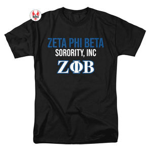 Camisetas Bordadas con Letras Griegas para Mujer de la Hermandad Zeta Phi Beta |   Camisetas de Algodón Personalizadas Bordadas de la Hermandad ZPB para Mujer - Product Image 6