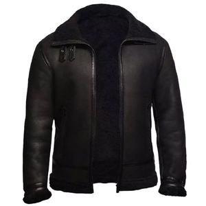 Veste en cuir volante style aviateur F2 pour hommes col en mouton veste d'hiver en polyester tricoté à imprimé solide pour hommes livraison DDP - Product Image 1