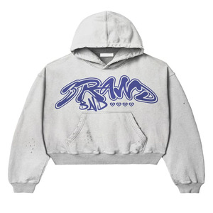 เสื้อฮู้ดสำหรับผู้ชายขนาดใหญ่พิเศษมีซิปรูดซิปแนวสตรีทผ้าคอตตอนสุดหรูปรับแต่งได้ตาม2024 - Product Image 6