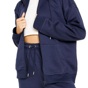 เสื้อฮู้ดผู้หญิงผ้าฝ้าย 100% ทรงโอเวอร์ไซส์ แบบซิป แขนยาว ดีไซน์ลำลอง มีฮู้ดด้านหน้า ระบายอากาศได้ดี เหมาะสำหรับฤดูหนาว - Product Image 2