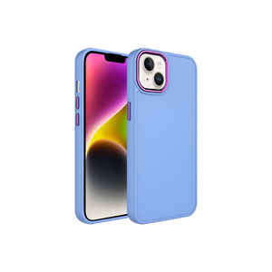 Étui en silicone de luxe Netzy SAFAL pour iPhone 14 Plus, couleur lilas, design avec bouton en métal, compatible avec le téléphone portable Redmi 11Pro - Product Image 1