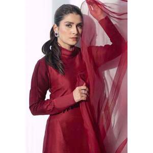 Conjunto de Camisa y Dupatta de Satén Dark Fire - Product Image 2