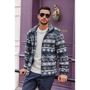 Custom Popular Two Tone Zip up <b>Jackets</b> Fluffy Sherpa Fleece <b>Jackets</b> for <b>Man</b> Winter <b>Jacket</b> - Product Image 3