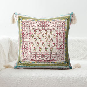 Unique Pattern and Rose Design <b>Cushion</b> <b>Covers</b> 100% Cotton Material <b>Cushion</b> <b>Covers</b> Hand Block Print Pillows for Home Living Decor - Product Image 1