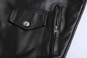 Veste épaisse vintage pour homme, veste multi-poches, col montant, vêtements de moto, veste en cuir PU décontractée - Product Image 6