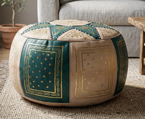Colorful Traditional Leather Moroccan Poufs Handmade Ottoman <b>Stools</b> Outdoor Indoor Boho Home Decor for Bedroom Home Decor - Product Image 4