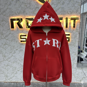 Personalized Logo Popular Design Zipper <b>Hoodie</b> Rhinestone <b>Zip</b> <b>up</b> Jacket Acid Wash <b>Vintage</b> Washed Men Fleece Streetwear <b>Hoodie</b> - Product Image 3