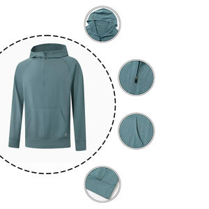 French Terry Half Zippers Hoodies Sweat à capuche pour hommes Sweat à capuche en polaire brossée douce à manches longues Sweats à capuche classiques à fermeture éclair - Product Image 4