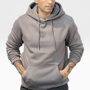 Sweat à capuche épais pour homme, coupe oversize, en molleton bouclette délavé à l'acide, écologique, sans cordon de serrage, avec logo brodé, collection automne - Product Image 2