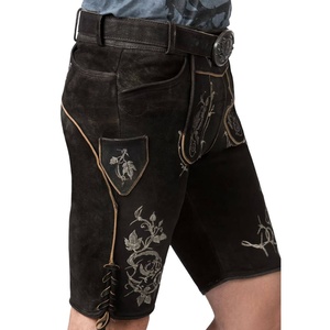 Nuevo Estilo, Pantalones Lederhosen Tradicionales Bávaros Alemanes, de Gamuza de Cabra, Cintura Alta, Alta Calidad, Formales, para Oktoberfest - Product Image 2