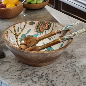Cuenco impreso de madera de calidad antigua para ensaladera de frutas Cuenco de madera de acacia Producto de Venta caliente para Hotel en casa con diseño personalizado - Product Image 2