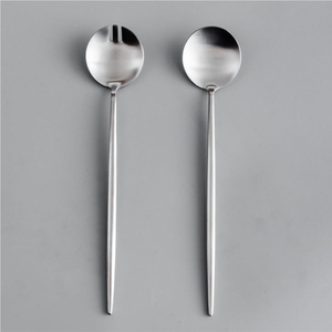 Ensemble de cuillères à salade dorées en acier inoxydable, grandes cuillères de service, ensemble de 2 pièces, couverts en métal de luxe pour restaurant et mariage - Product Image 2