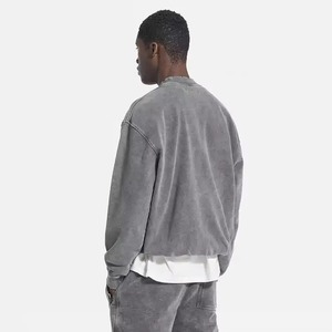 Sweat-shirt pour homme personnalisé, surdimensionné, délavé à l'acide, col rond, coton, molleton français, lourd, brodé, sweat-shirt à capuche en poudre - Product Image 5