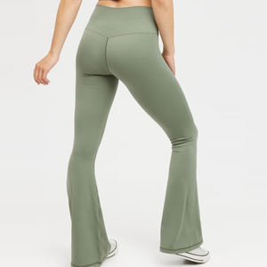 2024 nouveauté femmes décontracté taille haute pantalons de survêtement évasés Vintage Logo personnalisé impression respirant séchage rapide écologique élastique - Product Image 2