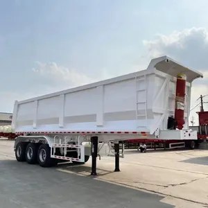 Truk sampah semi-trailer, 40 50 60 80 Ton bentuk U ujung belakang truk sampah Semi Trailer