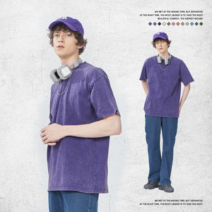 Camiseta de algodón 100% Unisex de primera calidad, logotipo de impresión de peso pesado personalizable, camisetas de tela de Jersey de gran tamaño sólido para hombre - Product Image 5