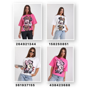 T-shirt tricoté à épaules tombantes 100% coton pour femmes en gros T-shirt décontracté surdimensionné imprimé graphique personnalisé Streetwear - Product Image 6