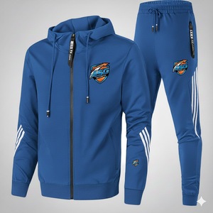 Ensemble de survêtement d'hiver pour homme, 100% coton, taille élastique, respirant, couleur unie - Product Image 2