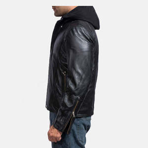 Veste en cuir pour homme de qualité supérieure, couleur personnalisée, col rabattu, fermeture éclair, veste en cuir directement de l'usine, faible MOQ - Product Image 5