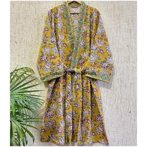 Peignoir en coton 60s imprimé à la main, collection été, vente en gros - Product Image 3