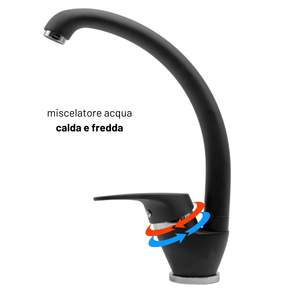 Mezclador de fregadero de cocina de una sola palanca serie Benny, Caño ajustable, color negro, paquete de 1 - Product Image 3