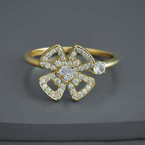 Trendy 18K Gold Plated Fashionable Star-Shaped <b>Finger</b> <b>Ring</b> 185873 Engagement <b>Ring</b> with Invisible Setting Alloy Copper Jewelry - Product Image 5