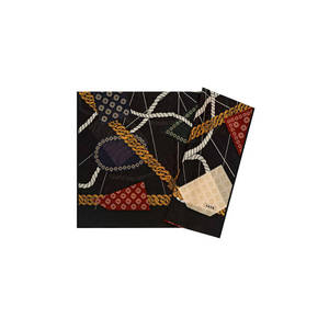 Luxury Black Silk Cotton Rectangular Scarf with Designer Digital Print - Product Image 1
