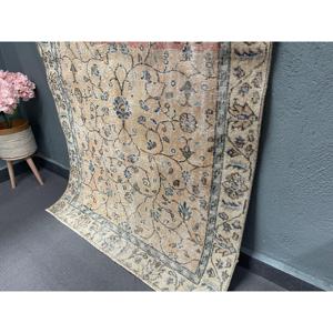 3.6x6.6 ft Rug, Vintage Turkish Accent Rug, <b>Brown</b> <b>Wool</b> Rug - Product Image 3