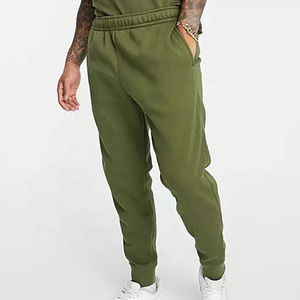 กางเกงจ็อกเกอร์ผู้ชาย สีเขียวมะกอก ผ้าฝ้ายฟลีซ กันยับ มีกระเป๋าข้างแบบเรียบ ขอบเอวยางยืด ทรงสกินนี่ - Product Image 1