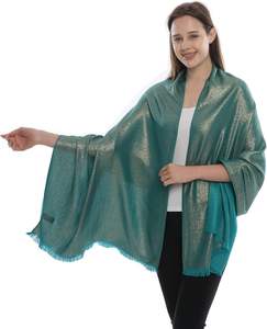 <b>Women's</b> Solid Color Long <b>Shawl</b> Wholesale Soft Metallic Sparkling Breathable Lightweight Pashmina Wrap Evening Casual Traditional - Product Image 3