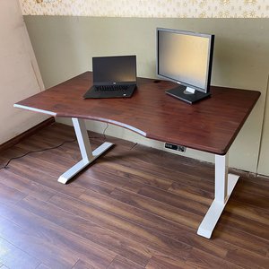 Escritorio FlexiDesk FLD013 Contemporáneo con Base Eléctrica Elevable, Superficie de Madera de Acacia en Color Marrón Rojizo, Soporte de 3 Articulaciones para Uso en Dormitorio - Product Image 6