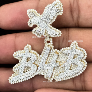 Pendentif rond brillant en diamant de laboratoire glacé en or 10 carats, personnalisé, unisexe, hip-hop - Product Image 2