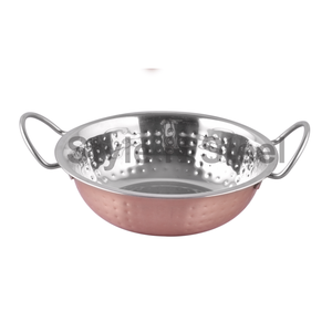 Cuivre martelé Kadai king International Cuivre Acier Indien Bol de service Cuivre Acier inoxydable Mini Plat de service - Product Image 1