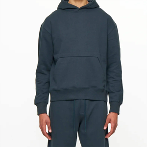 Sweat-shirt en molleton ivoire 100% coton pour hommes, ensemble deux pièces grande taille écologique, tenue décontractée pour l'automne, coupe-vent et froid - Product Image 6