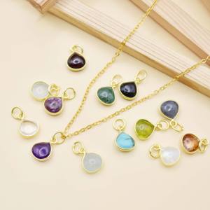 Collar con Bisel de Piedra Lunar en Forma de Lágrima, Collar de Piedra Preciosa Hecho a Mano, Chapado en Oro, Collar con Colgante de Piedra de Nacimiento, Regalo para Mamá - Product Image 6