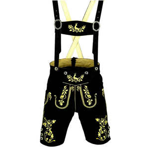 2025 personalizado ligero bávaro Real gamuza cuero Lederhosen hombres bordado medio juego tirantes pantalones cortos botón Fly - Product Image 5