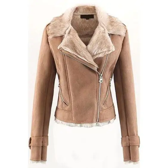 Manteau personnalisé en cuir de mouton double face pour femme Veste de motard noire Veste de motard en cuir coupe ajustée pour femmes