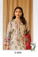 Nouvel arrivage de costume d'été pakistanais 3 pièces robe non cousue en tissu de pelouse en coton pour dames dédouanement d'été