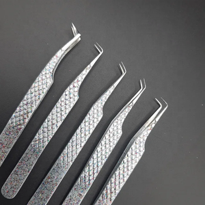 Pinzas de extensión de pestañas con purpurina plateada y Diamante, muestra gratis, pinzas de extensión de pestañas de acero inoxidable japonesas - Product Image 1