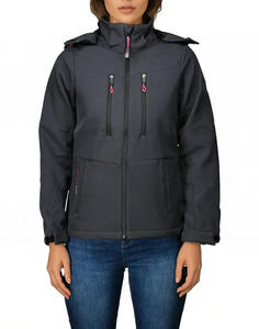 Veste Softshell à Capuche avec Fermeture Éclair et Col Montant Spécial Hiver pour Femmes Mode Respirante Coupe Moderne Vêtement de Sport pour Femmes - Product Image 1