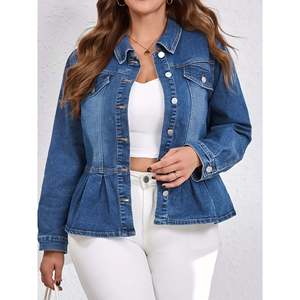 Giacca in denim con bottoni e peplum per donna taglie forti - Product Image 5