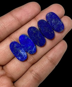 20 Polished Lapis Lazuli Cabochons Oval Gemstone Set 8x10mm to 10x20mm Loose Stones for Jewelry Making - Product Image 1