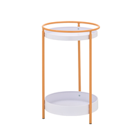 Table basse moderne à 2 niveaux rotative avec structure en métal et étagères en plastique pour le mobilier de salon