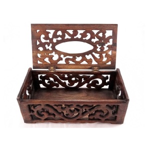 Servilletero de madera marrón quemado rústico, alambre decorativo, cubierta de caja de pañuelos vertical de Metal, función colgante para mesa de cocina, comedor - Product Image 3
