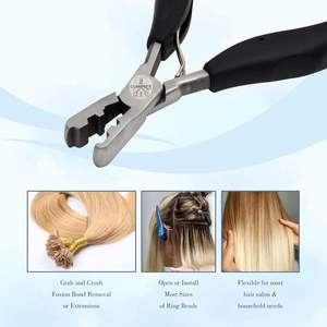 LUMINEX IMPEX LI-2085 Pince à extensions capillaires professionnelle en acier inoxydable à pointe plate pour extensions de kératine pré-collées par fusion - Product Image 2