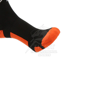 Black <b>Orange</b> Solid Crew Sports <b>Socks</b> with Cuff Logo Knitted Breathable Quick Dry for Football Basketball Training - Product Image 4