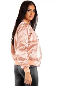 Nouvelle mode femmes matelassé Bomber veste peau de mouton détail lettre impression fermeture éclair manches longues couleur unie coupe-vent - Product Image 4