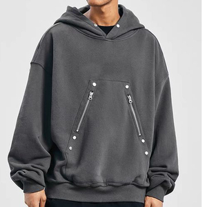 เสื้อกันหนาวมีฮู้ดแบบสวมหัวสำหรับผู้ชายเสื้อมีฮู้ดโอเวอร์ไซส์ผ้าฝ้ายแบบกำหนดเอง - Product Image 1