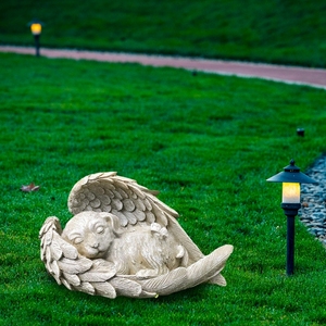 Grave Marker Accent Estatua de gato blanco Adorno de jardín y escultura Decorativo Sólido Ángel Gato Estatuilla Estatua de jardín - Product Image 3